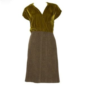 ⚡️SOLD⚡️ PRADA Olive Green Velvet + Wool dress